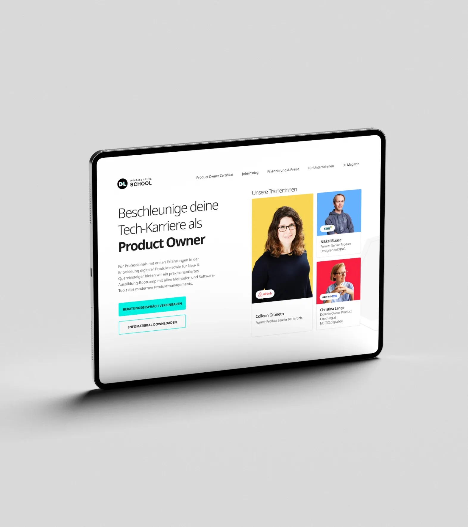 Website mockup of digitale leute