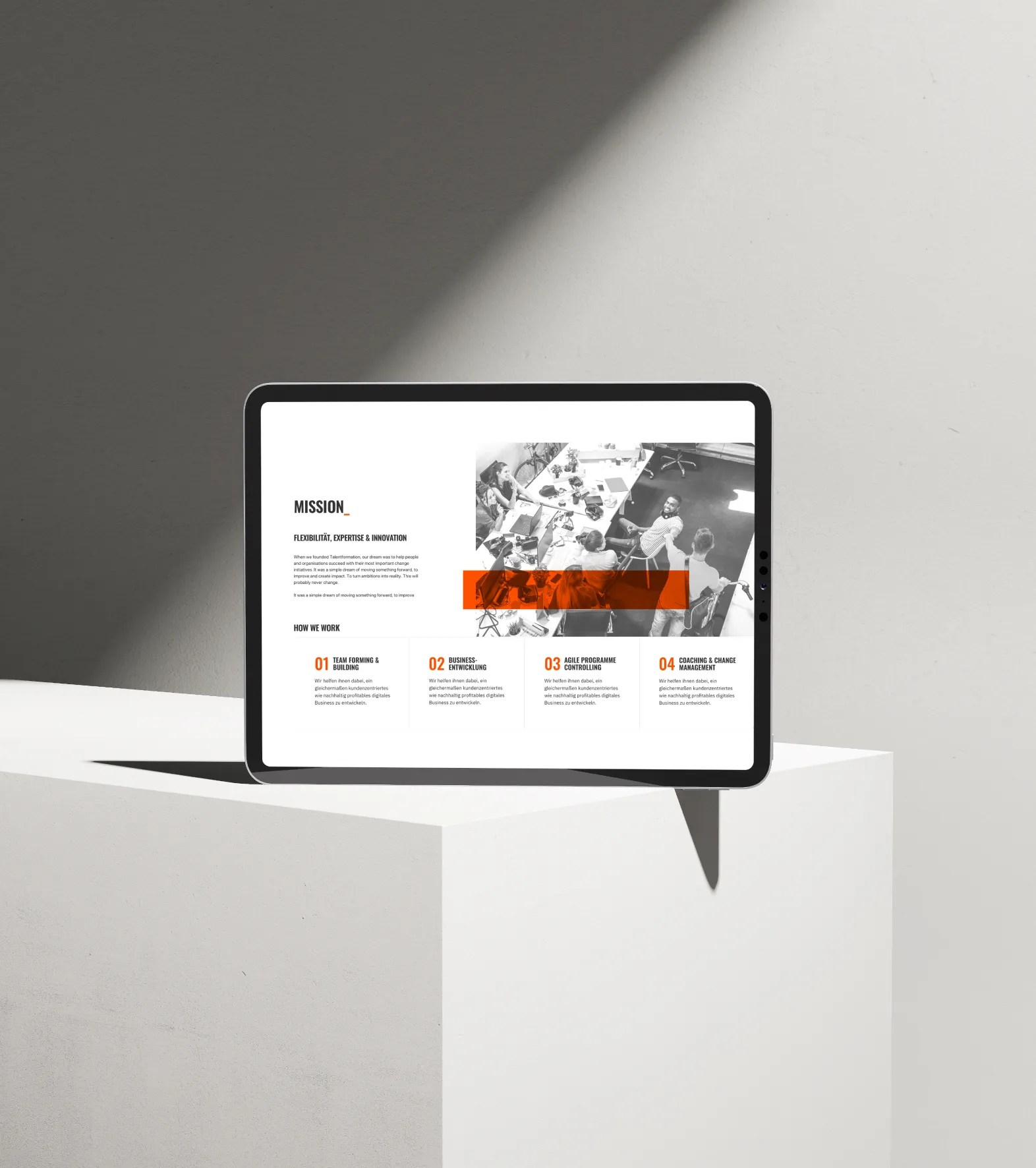 website mockup of talentformation website