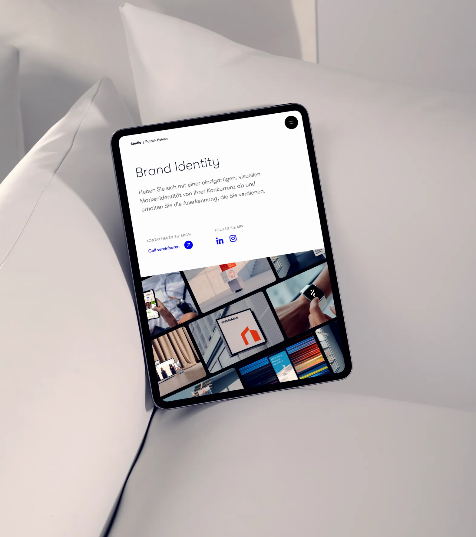 Website mockup of Studio Patrick Heinen on ipad