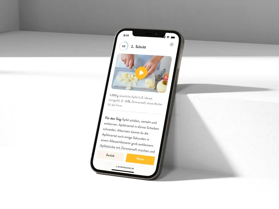 einfachbacken app screens in a mockup