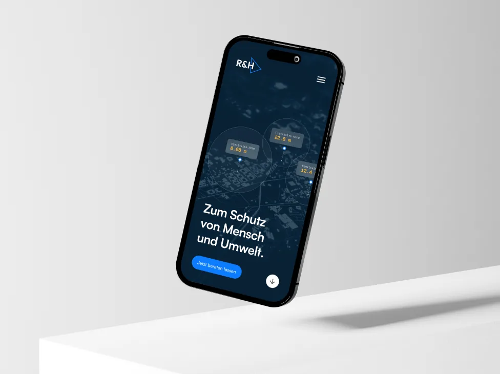 richters &amp; hüls mobile website screens in a mockup