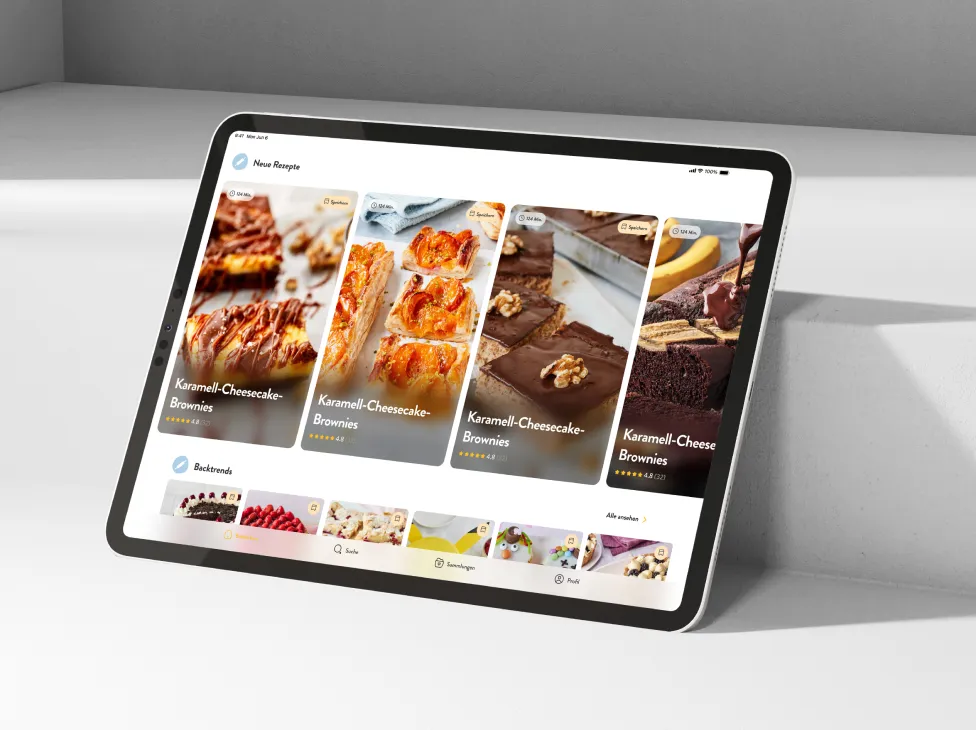 einfach backen app tablet screens in a mockup