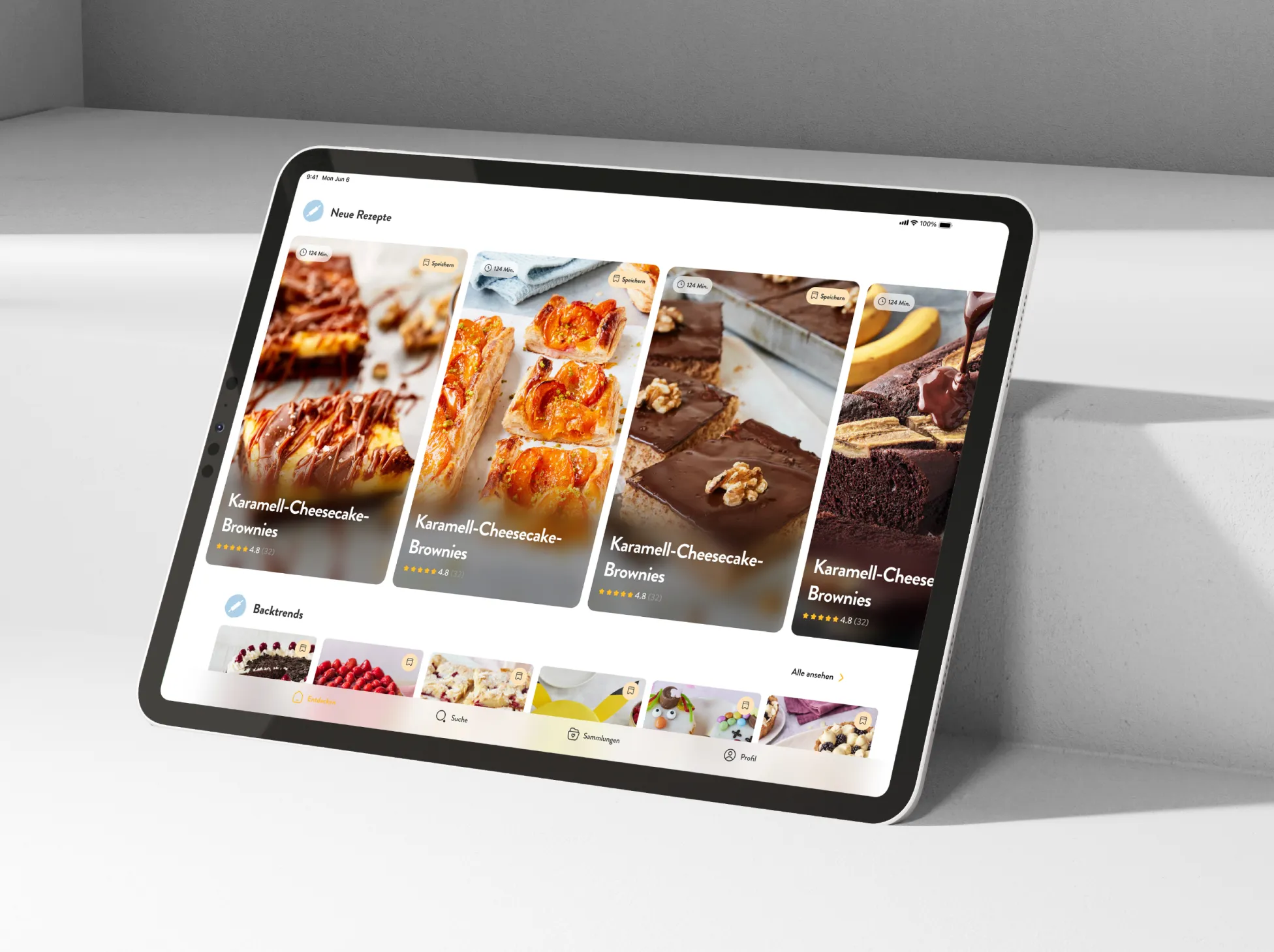 einfach backen app screens in a mockup