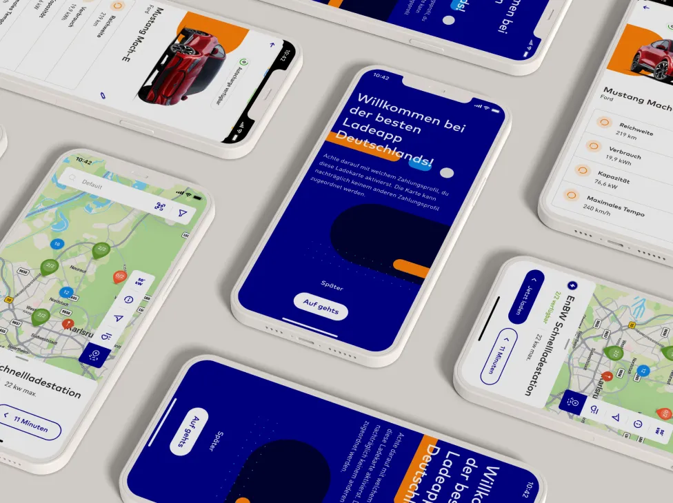 mobility+ app screens in a mockup